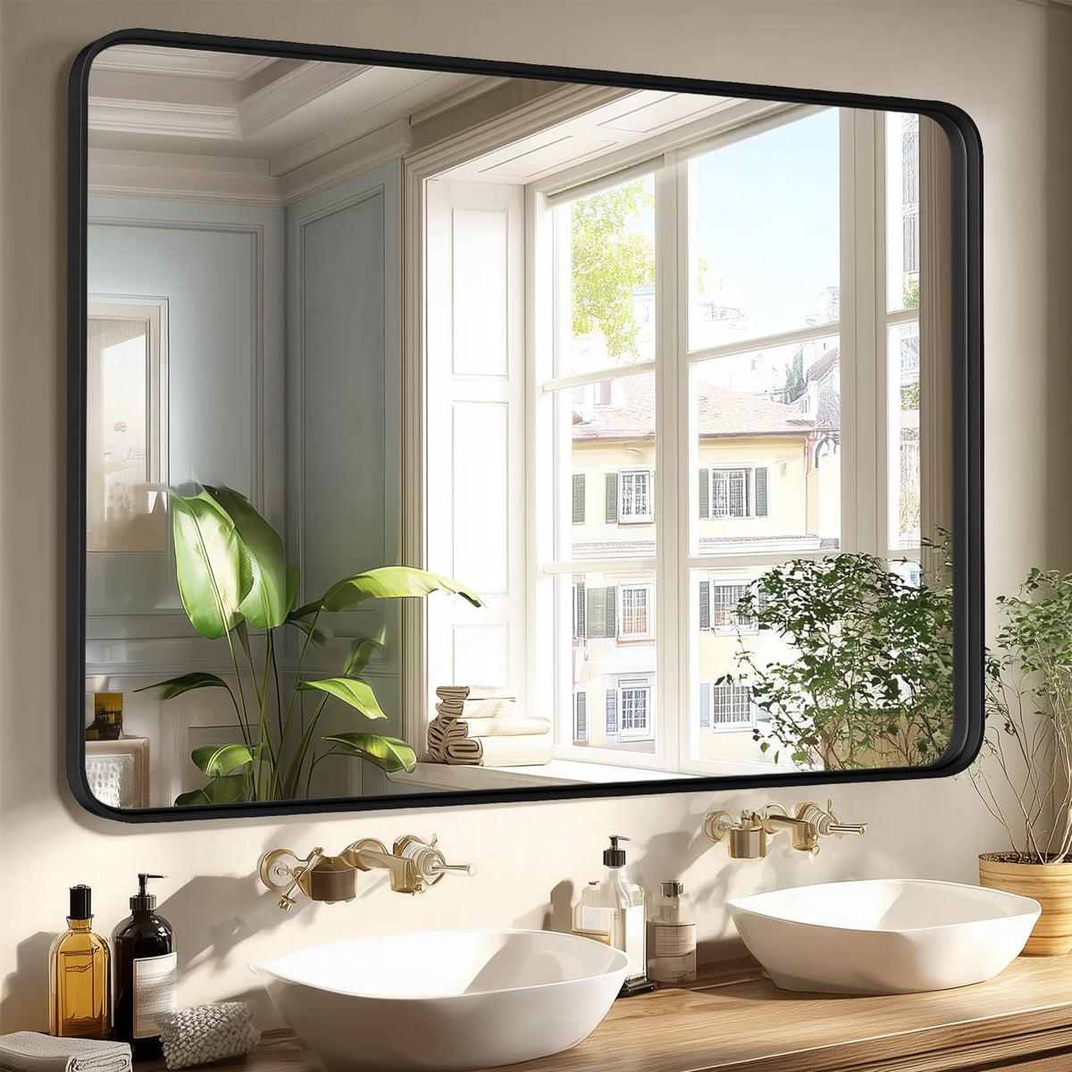 Sweetcrispy 24"x 36" Arched Gold Bathroom Mirrors for Wall