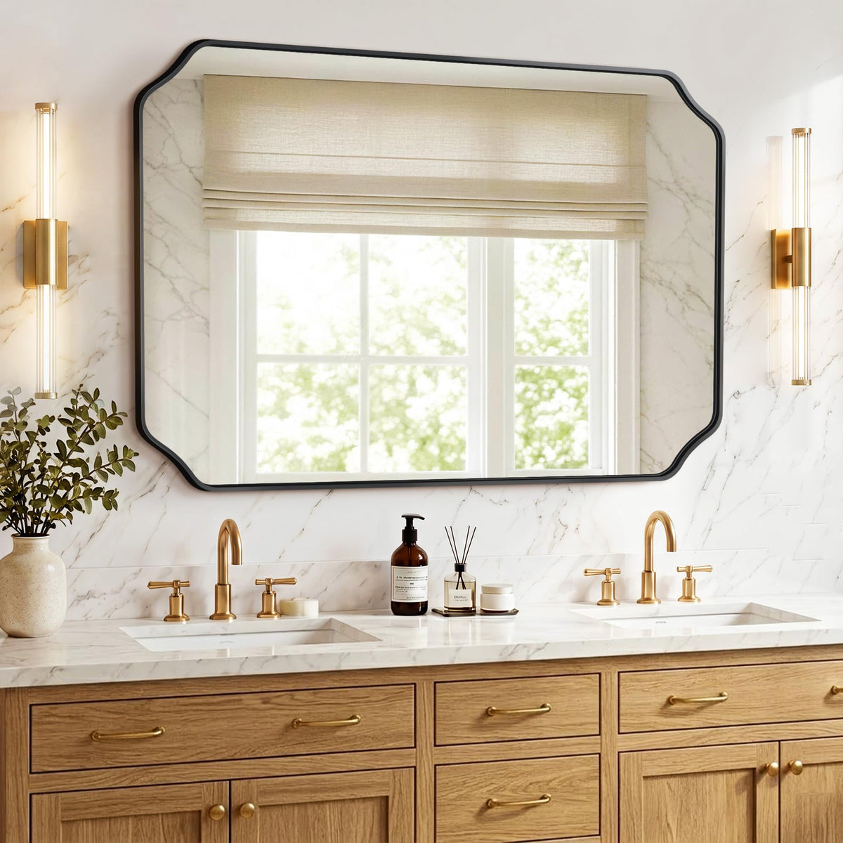 Vanity Bathroom Mirror for Over Sink, 50"x30", Black Metal Framed