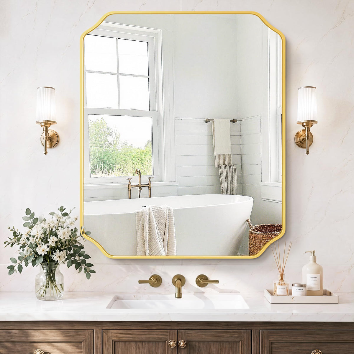 Vanity Bathroom Mirror for Over Sink, 50"x30", Black Metal Framed