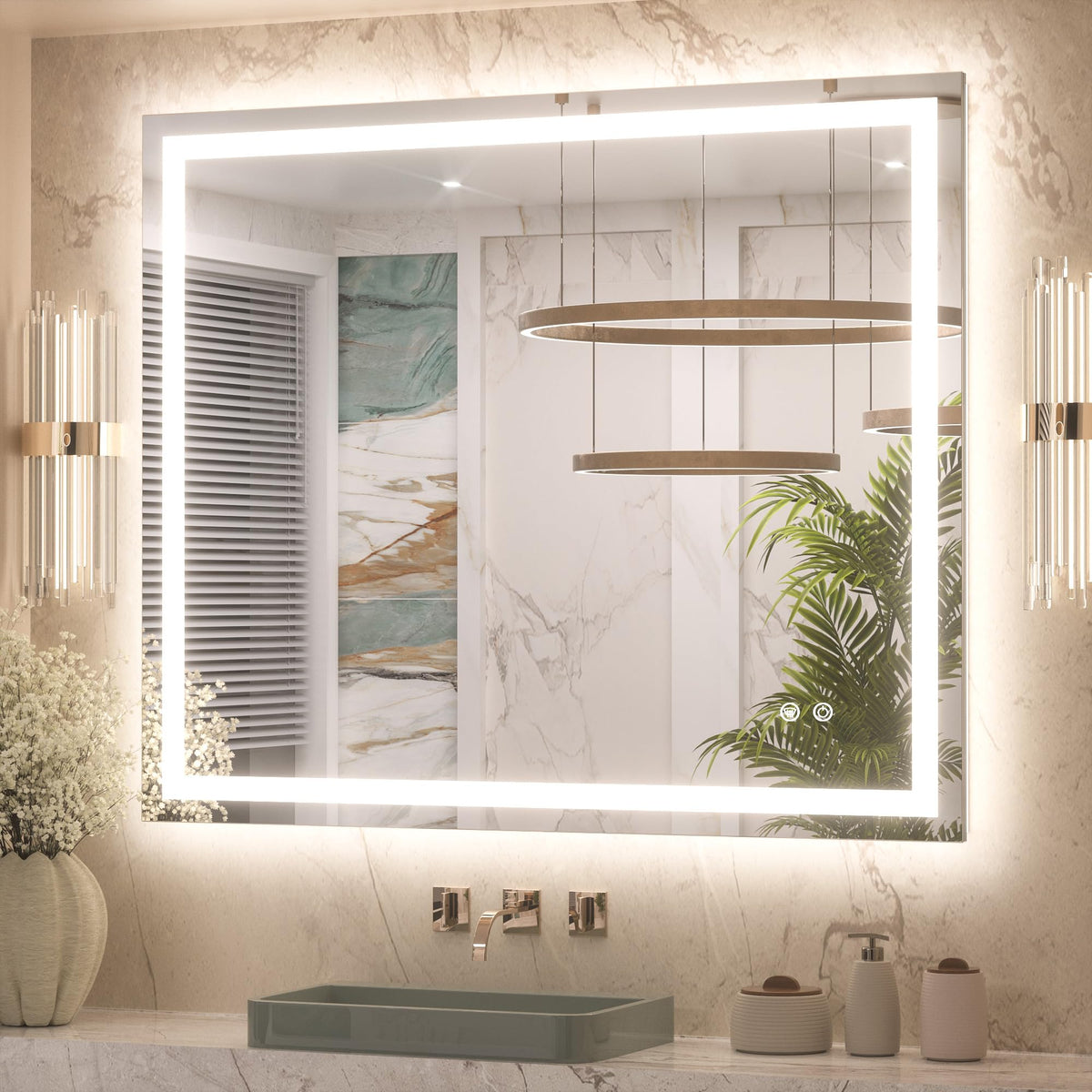 Keonjinn 24x32 Inch LED Bathroom Mirror with Lights, Frontlit & Backlit