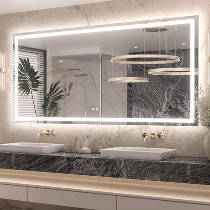 Keonjinn 24x32 Inch LED Bathroom Mirror with Lights, Frontlit & Backlit