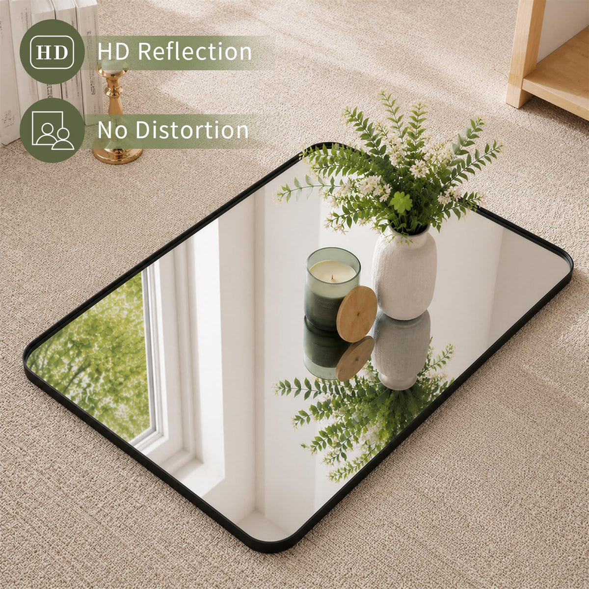 Koonmi 24x36 inch Black Bathroom Mirror for Over Sink