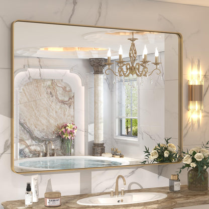 24x30 Inch Black Metal Framed Bathroom Mirror for Wall