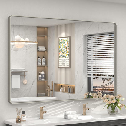 24x30 Inch Black Metal Framed Bathroom Mirror for Wall