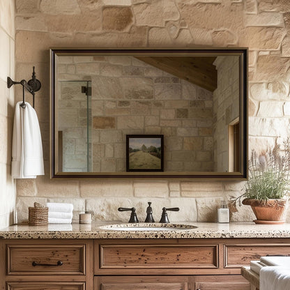 Oak Wood Effect Framed Wall Mirror, 22x30 Rectangle Mirror