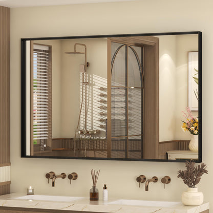 24x30 Inch Black Metal Framed Bathroom Mirror for Wall