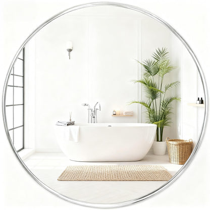 Black Round Mirror 30 Inch, Wall Circle Mirror for Bathroom, Matte Framed