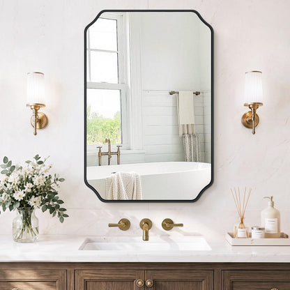 Vanity Bathroom Mirror for Over Sink, 50"x30", Black Metal Framed