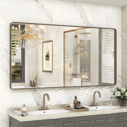 24x30 Inch Black Metal Framed Bathroom Mirror for Wall