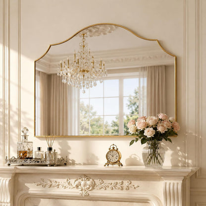 26"x35" Gold Arched Wall Mirror, Decorative Mirror