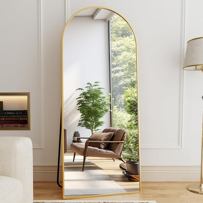Full Length Mirror, 71"x26" Arched Standing Mirror Full Length (Gold)