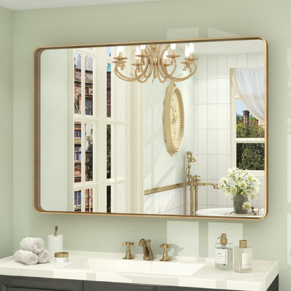 24x30 Inch Black Metal Framed Bathroom Mirror for Wall