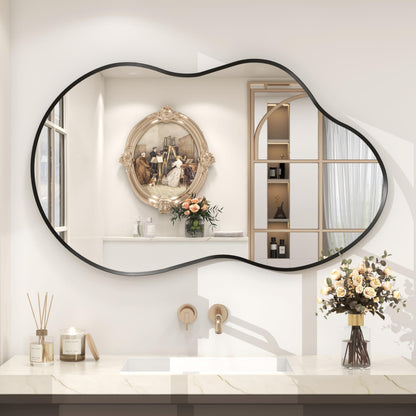 24x30 Inch Black Metal Framed Bathroom Mirror for Wall