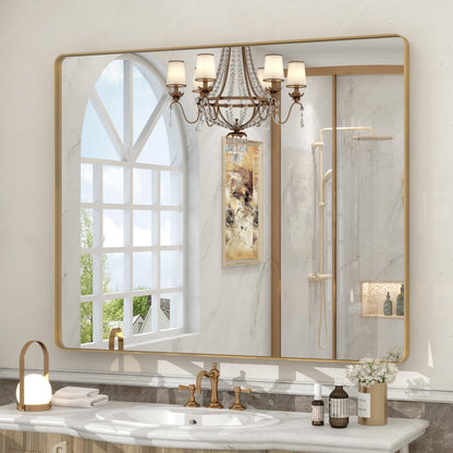 24x30 Inch Black Metal Framed Bathroom Mirror for Wall
