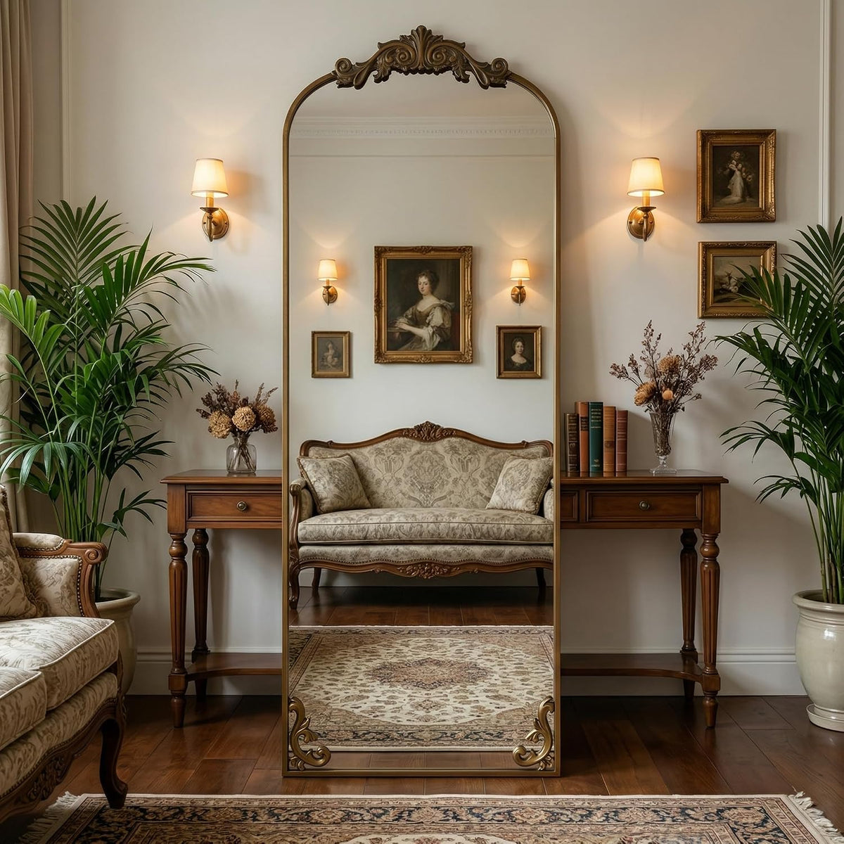 HARRITPURE 64"x21" Vintage Full Length Mirror, Arched Standing Mirror