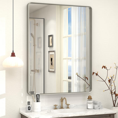 24x30 Inch Black Metal Framed Bathroom Mirror for Wall
