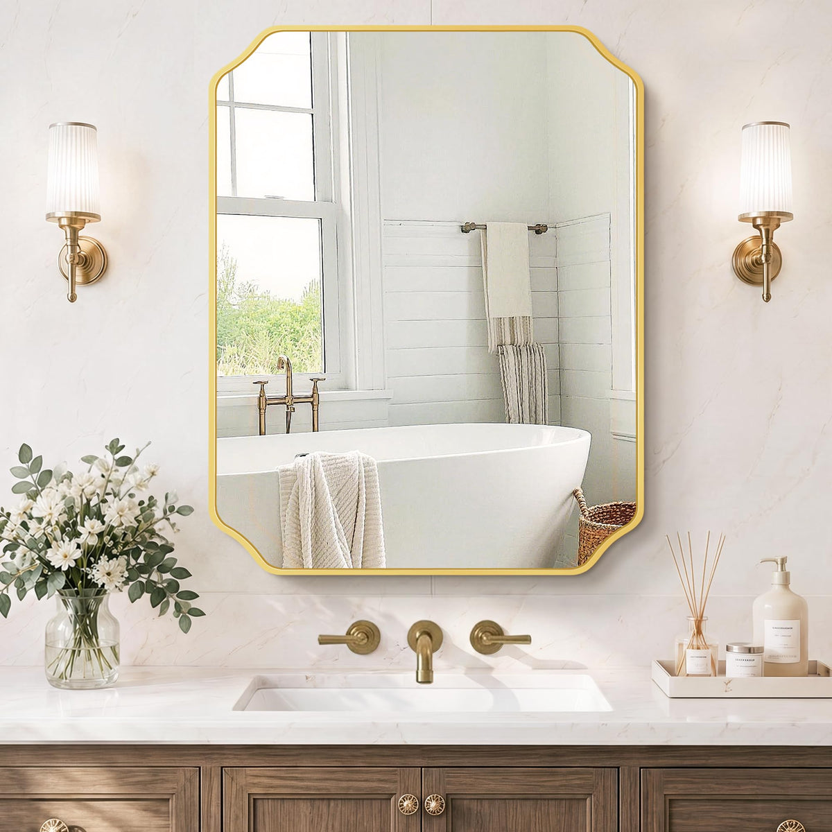 Vanity Bathroom Mirror for Over Sink, 50"x30", Black Metal Framed