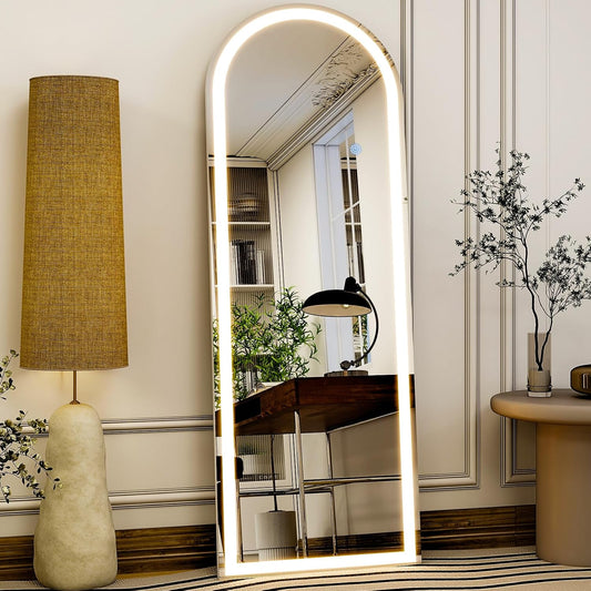 GLSLAND 20"x56" Arched Full Length Mirror LED Lighted Floor Standing Mirror