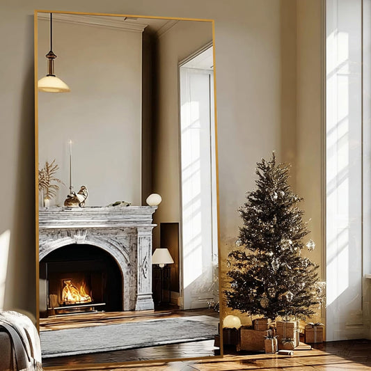 Beauty4U 79" x 39" Full Length Mirror with Stand, Gold Large Floor Mirror