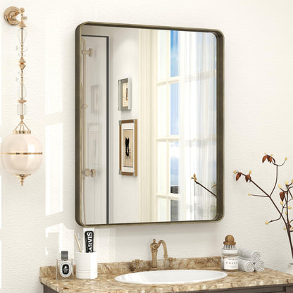 24x30 Inch Black Metal Framed Bathroom Mirror for Wall
