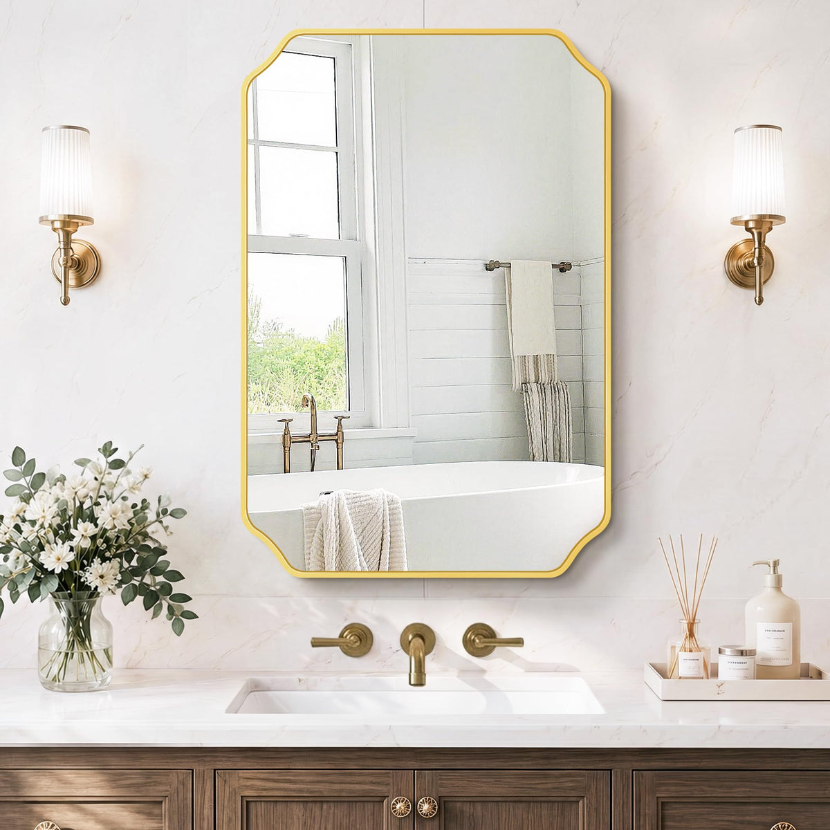 Vanity Bathroom Mirror for Over Sink, 50"x30", Black Metal Framed