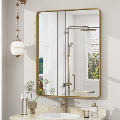 24x30 Inch Black Metal Framed Bathroom Mirror for Wall