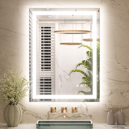 Keonjinn 24x32 Inch LED Bathroom Mirror with Lights, Frontlit & Backlit