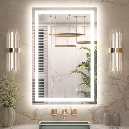 Keonjinn 24x32 Inch LED Bathroom Mirror with Lights, Frontlit & Backlit