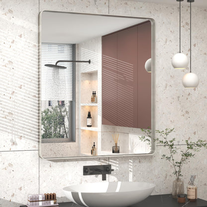 24x30 Inch Black Metal Framed Bathroom Mirror for Wall