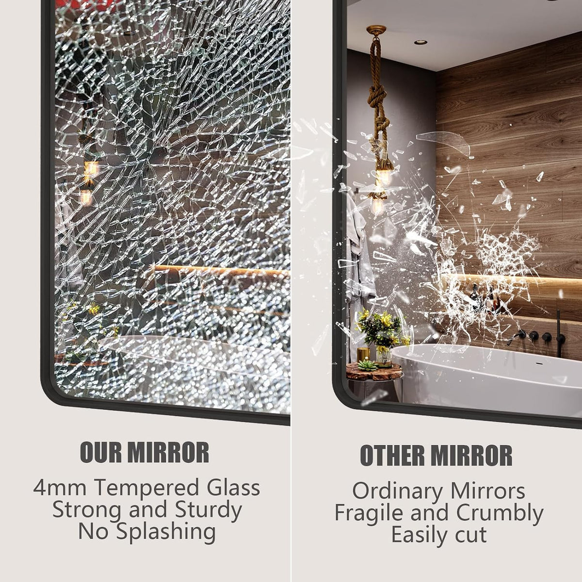24x30 Inch Black Metal Framed Bathroom Mirror for Wall