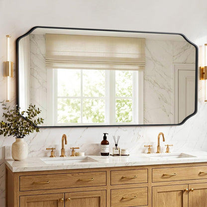 Vanity Bathroom Mirror for Over Sink, 50"x30", Black Metal Framed