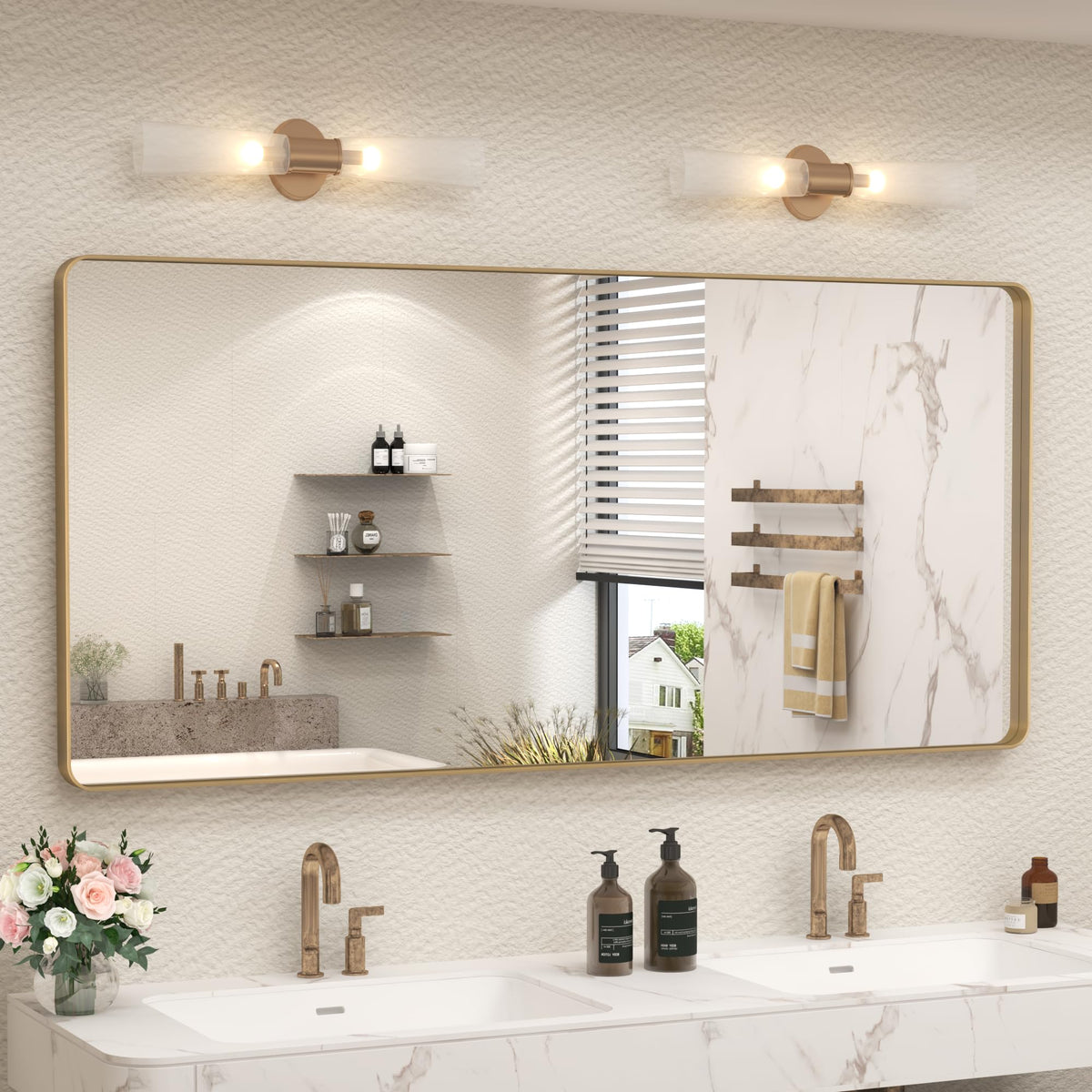 24x30 Inch Black Metal Framed Bathroom Mirror for Wall
