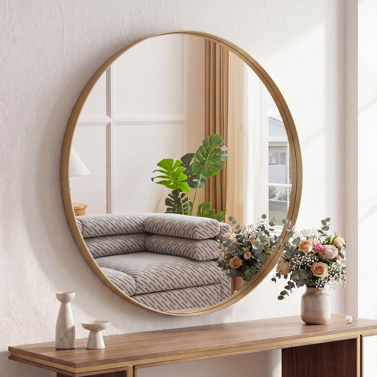 Sweetcrispy 24"x 36" Arched Gold Bathroom Mirrors for Wall