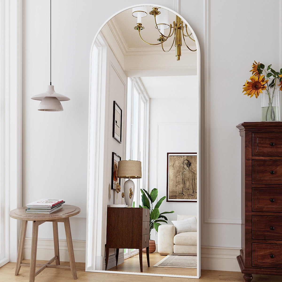 Full Length Mirror, 71"x26" Arched Standing Mirror Full Length (Gold)
