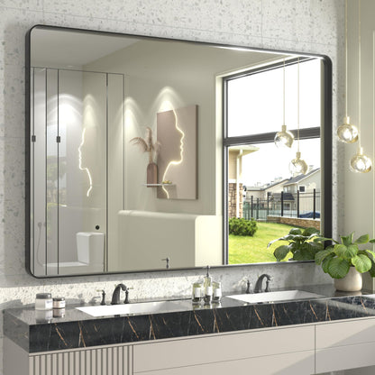 24x30 Inch Black Metal Framed Bathroom Mirror for Wall