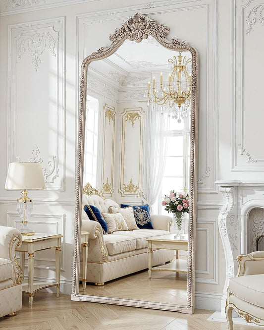 Arch Full Length Mirror 71"x32",Baroque Ornate Vintage Floor Standing Frame