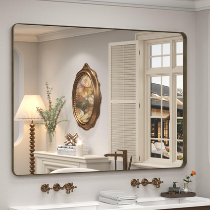 24x30 Inch Black Metal Framed Bathroom Mirror for Wall