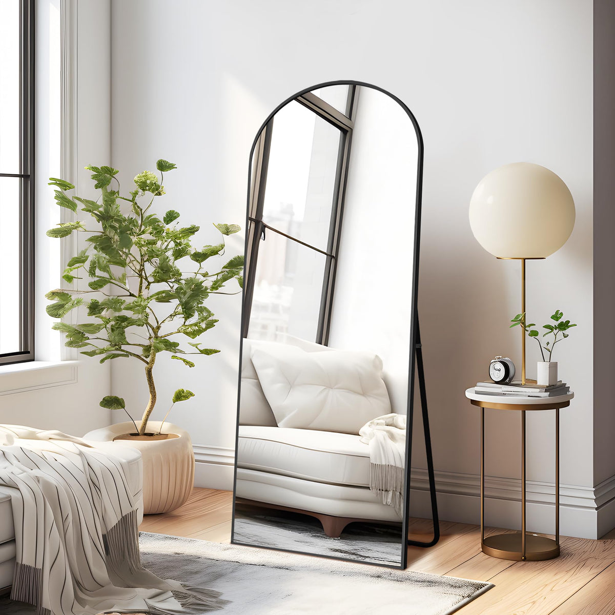 NicBex 56"x18" Full Length Mirror, Gold Floor Mirror with Stand