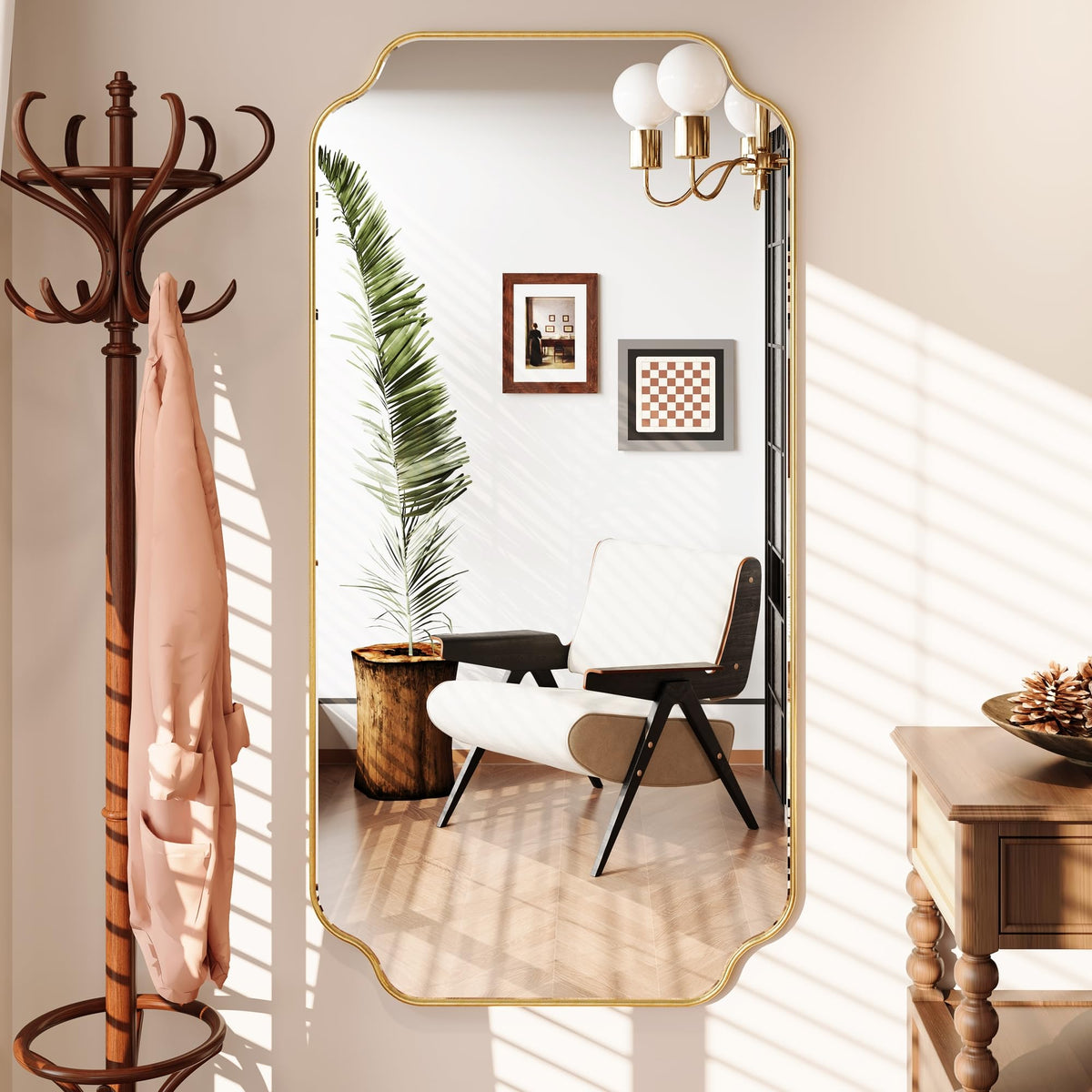 Kelly Miller 24"x48" Gold Foil Scalloped Decorative Wall Mirror