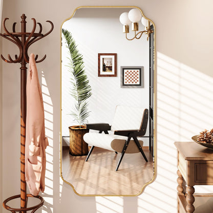 Kelly Miller 24"x48" Gold Foil Scalloped Decorative Wall Mirror