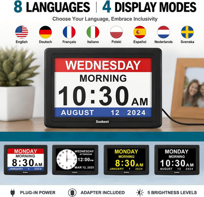 Soobest Dementia Clocks for Seniors, 7” Digital Date Clock Large Display