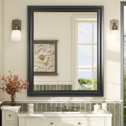 24x30 Inch Black Metal Framed Bathroom Mirror for Wall