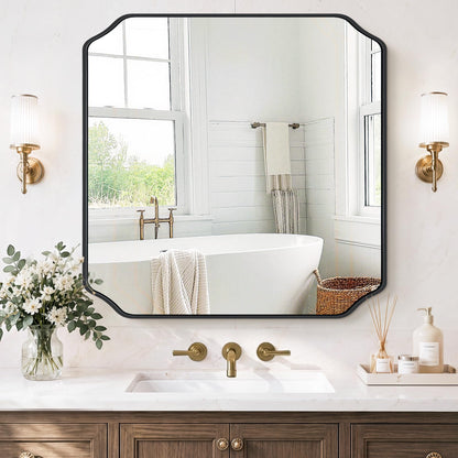 Vanity Bathroom Mirror for Over Sink, 50"x30", Black Metal Framed