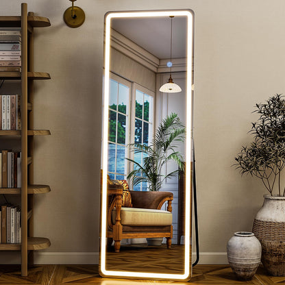 GLSLAND 20"x56" Arched Full Length Mirror LED Lighted Floor Standing Mirror