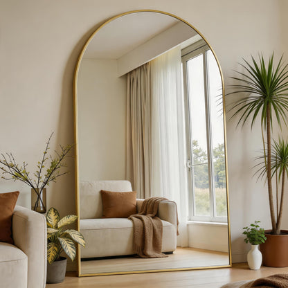 Dewfig Arched Full Length Mirror, 76"x34" Large Floor Mirror, Black