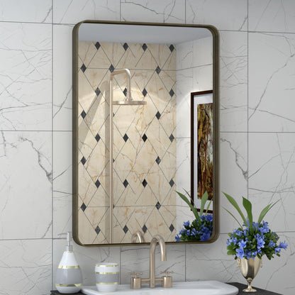24x30 Inch Black Metal Framed Bathroom Mirror for Wall