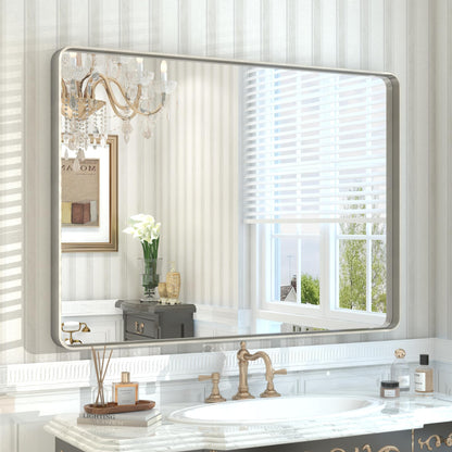 24x30 Inch Black Metal Framed Bathroom Mirror for Wall