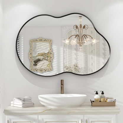 24x30 Inch Black Metal Framed Bathroom Mirror for Wall