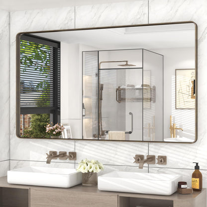 24x30 Inch Black Metal Framed Bathroom Mirror for Wall