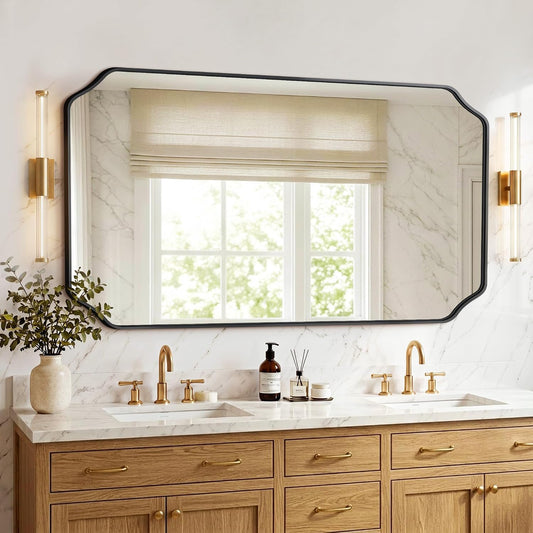 Vanity Bathroom Mirror for Over Sink, 50"x30", Black Metal Framed